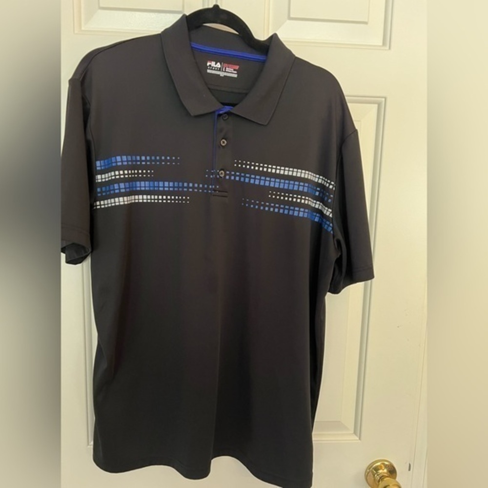 FILA Large Polo Golf Shirt Black and Blue